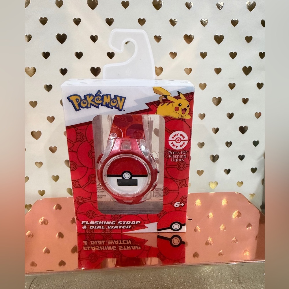 Pokemon Flashing Strap & Dial Watch Kids Red Pokeball Watch (NEW)